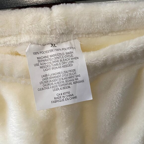 Women's Cozy Fuzzy Fleece Off White Pajama Pants - Picture 3 of 10